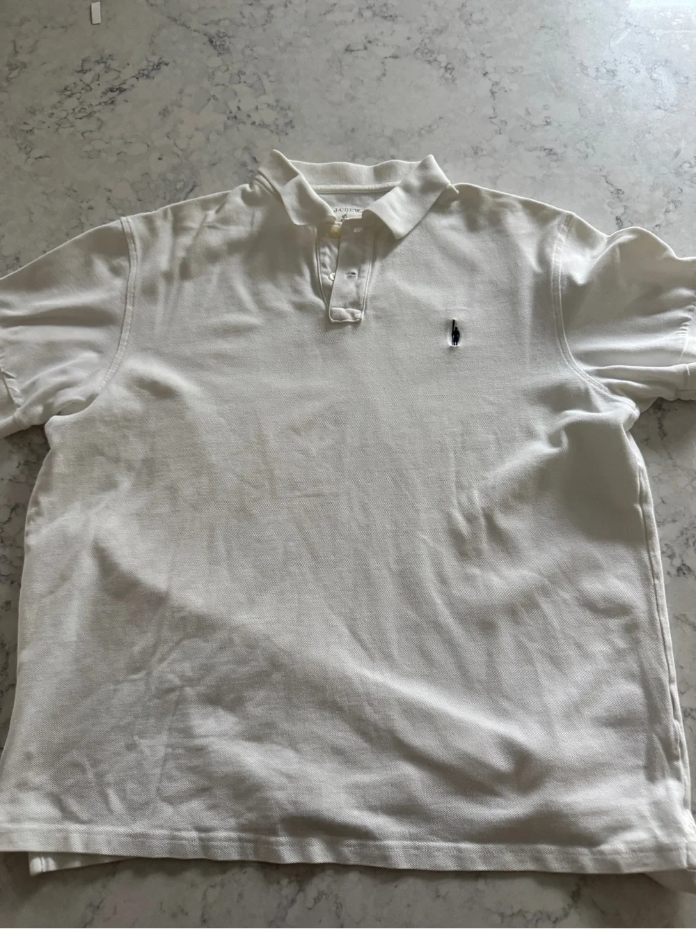 J.Crew Polo Shirt Men’s Large White Pique Cotton Embroidered Logo Y2K
